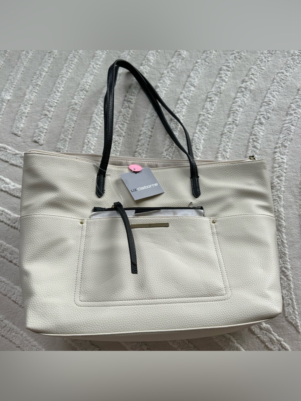 Liz Claiborne | Cream & Black Tote Bag | NWT - Picture 2 of 8